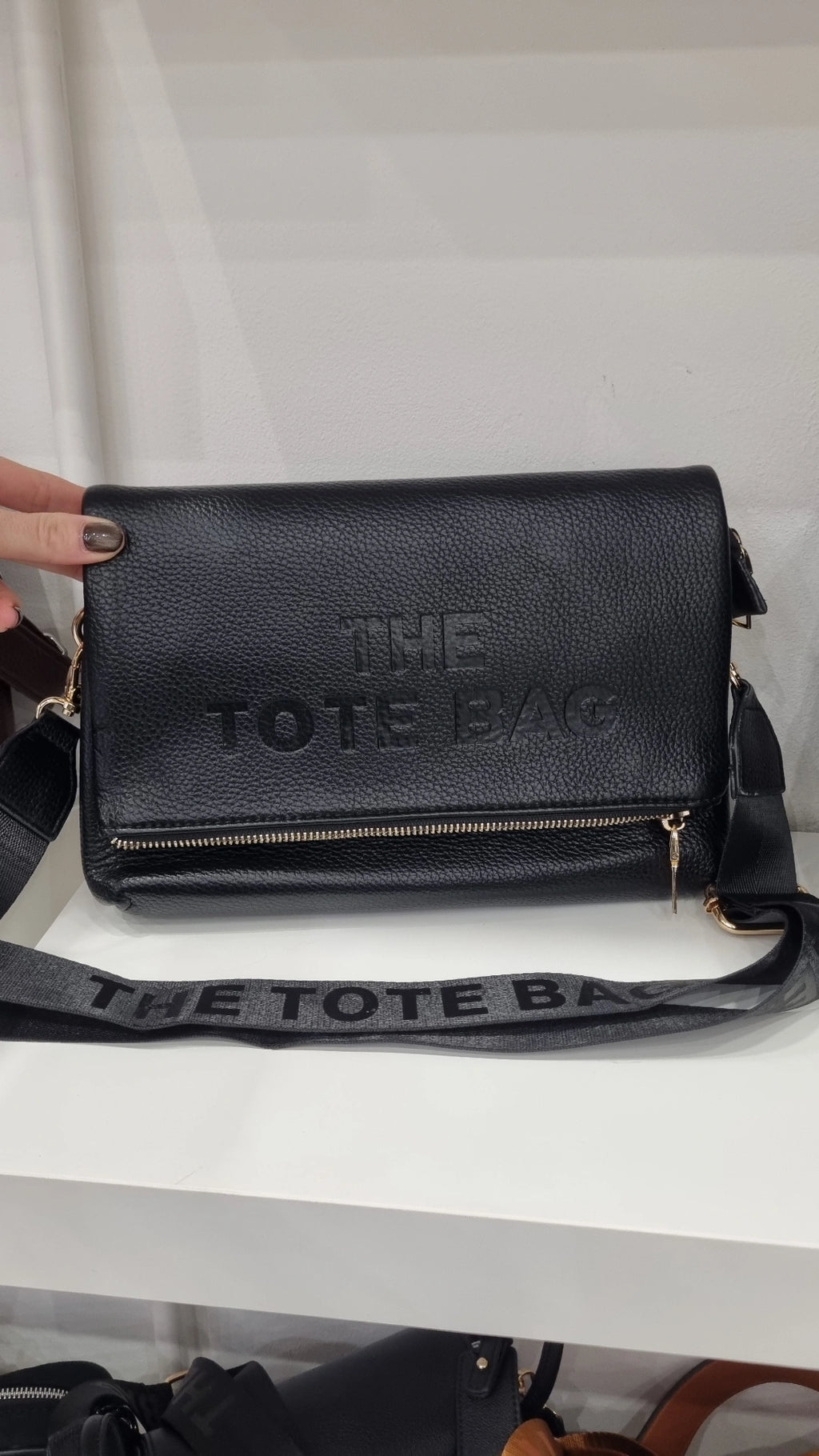 Tote folded crossbody bag in black