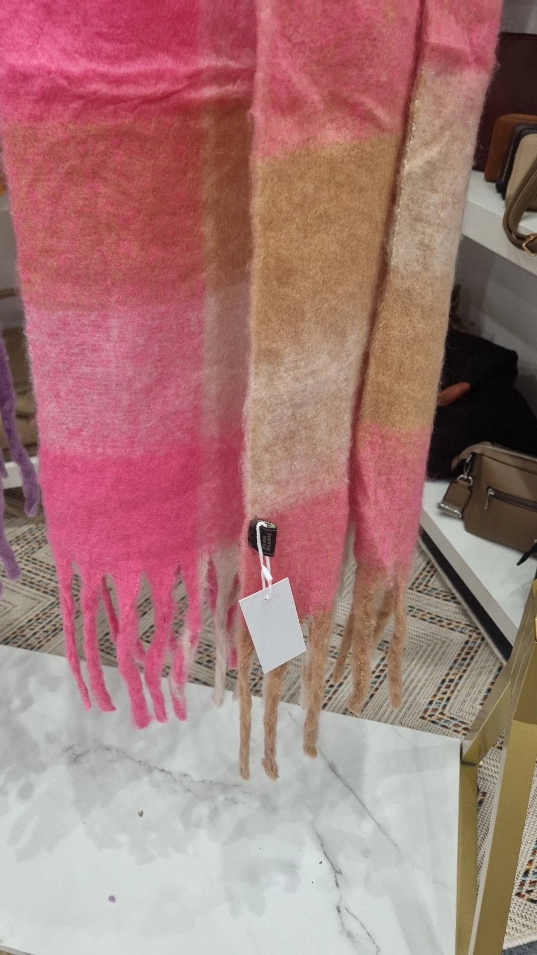 Ladies soft pink and beige scarf