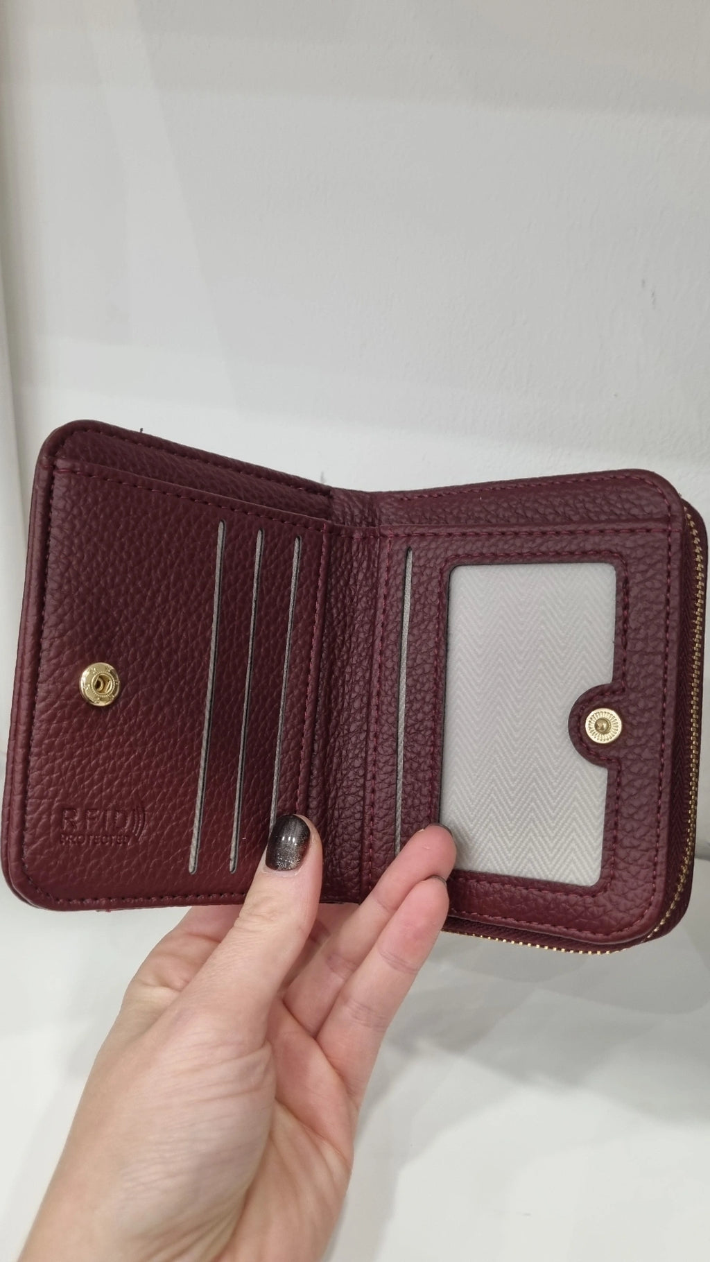 Tote rfid secure small purse in burgandy