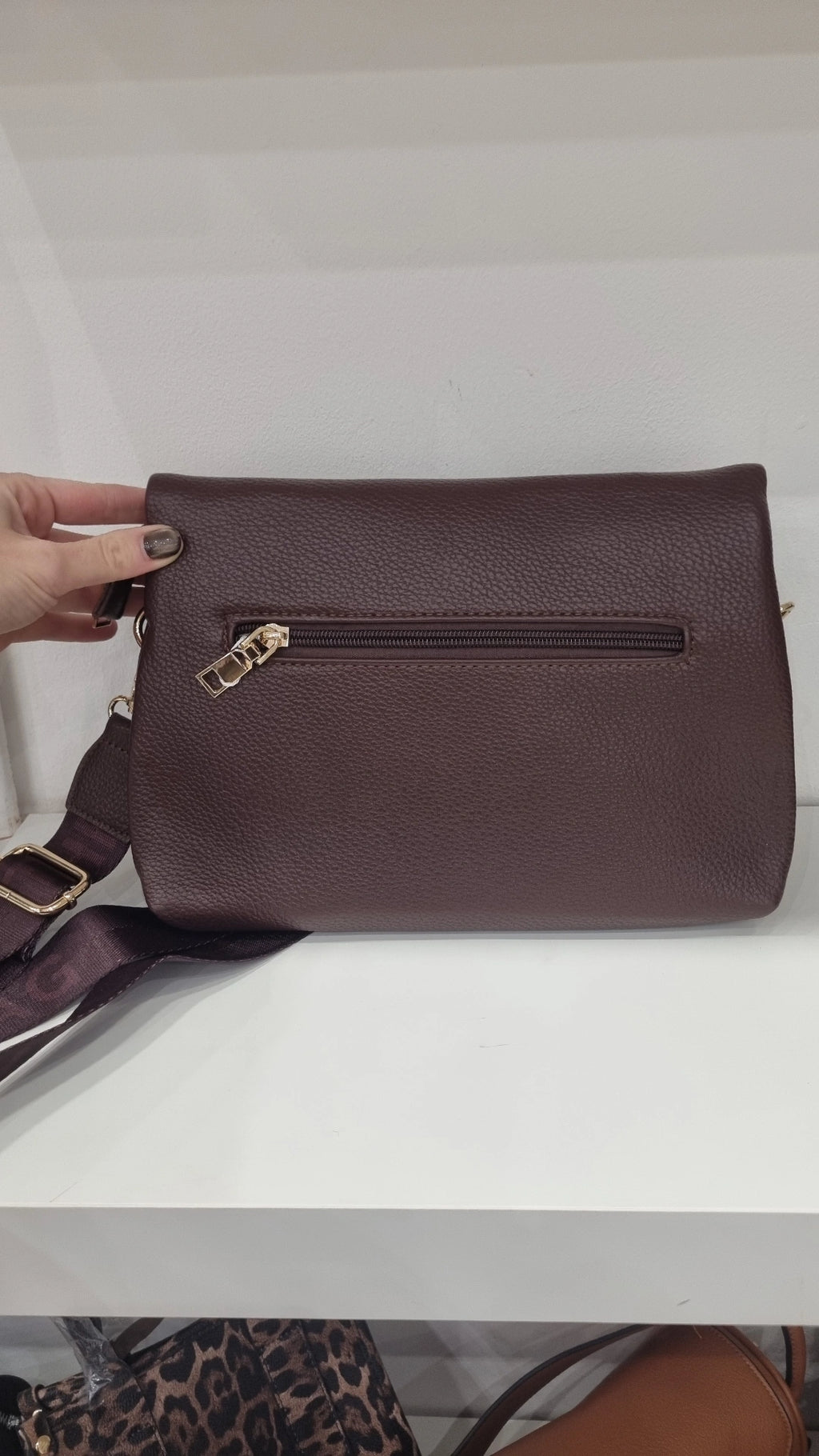 Tote folded crossbody bag chocolate brown