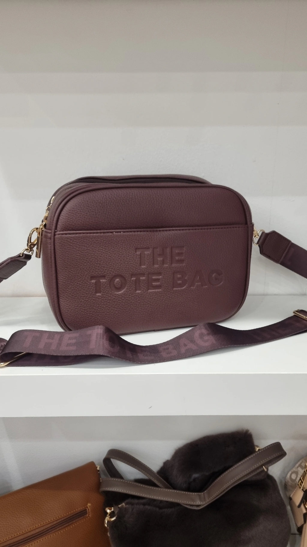 Tote camera bag in chocolate brown