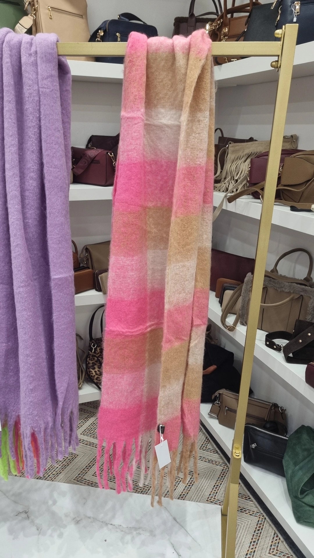 Ladies soft pink and beige scarf