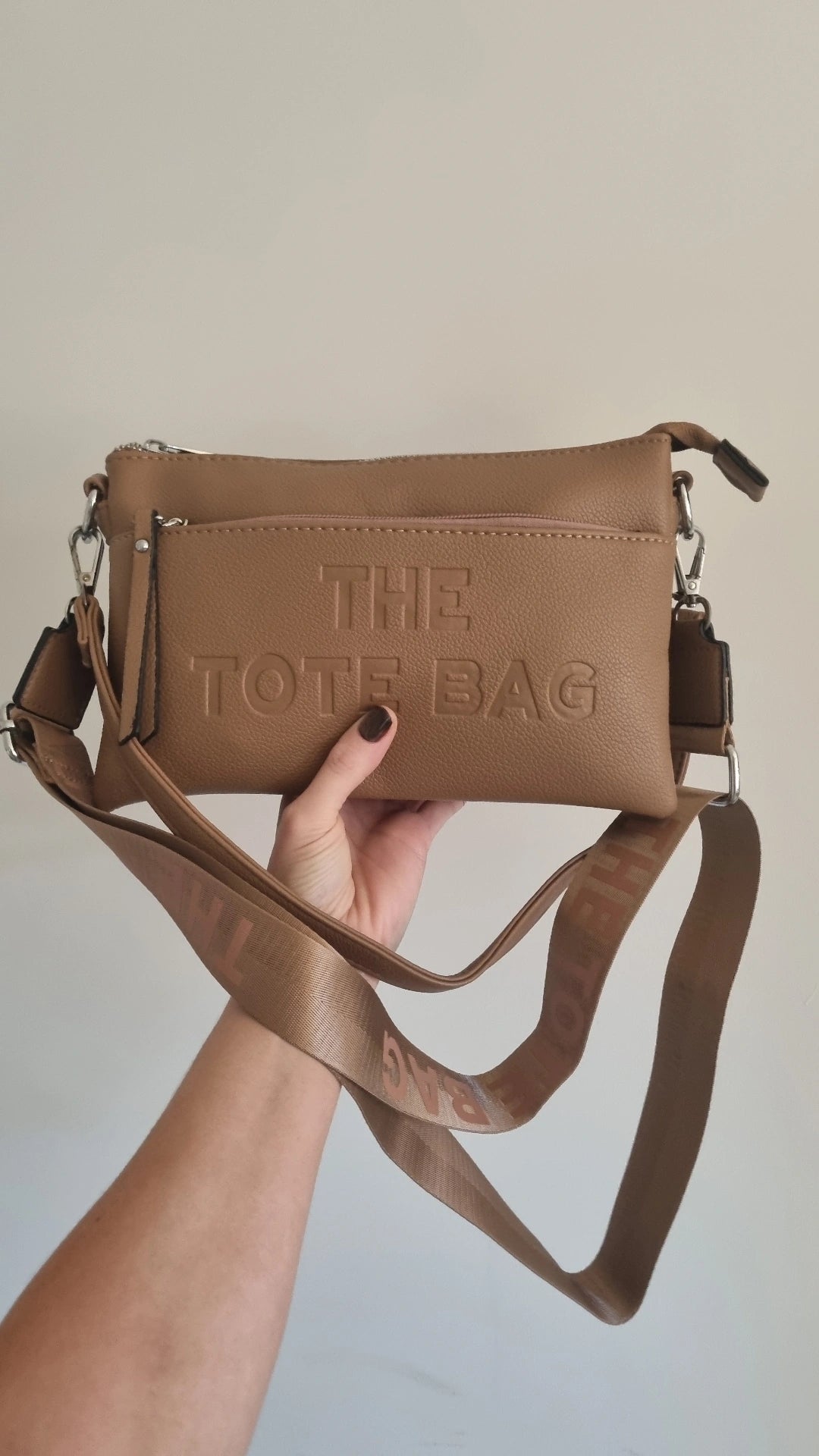 Tote 5 compartment crossbody bag in beige