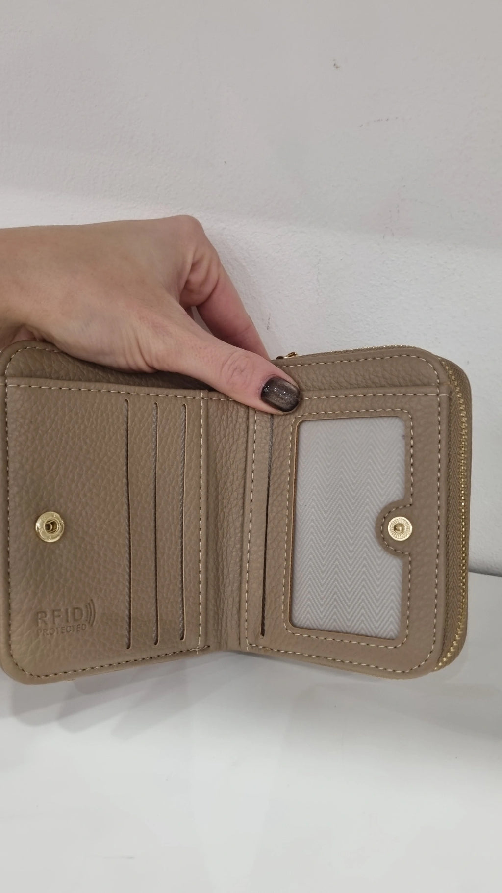 Tote small rfid secure purse in beige