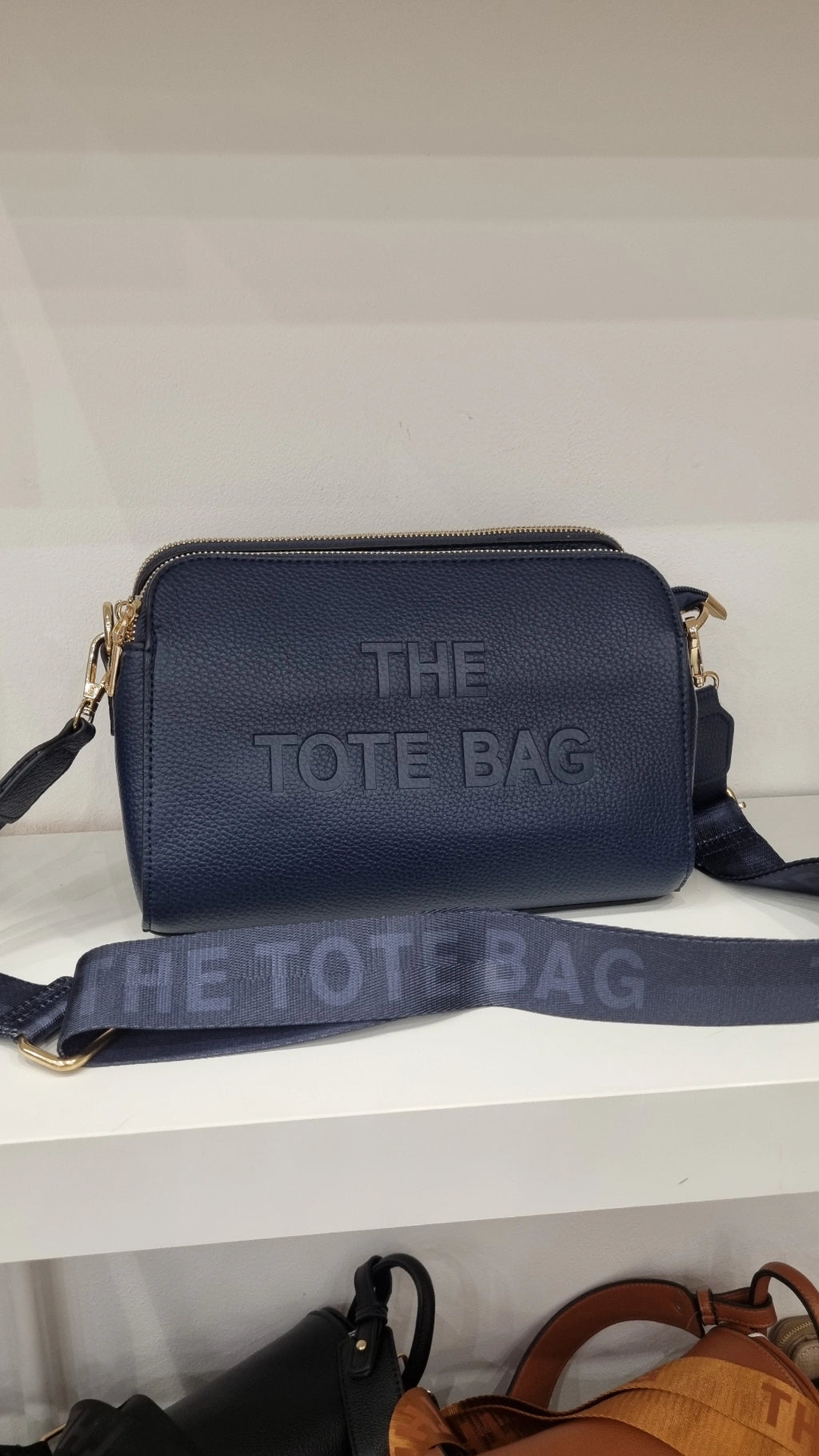Tote triple compartment crossbody bag in navy