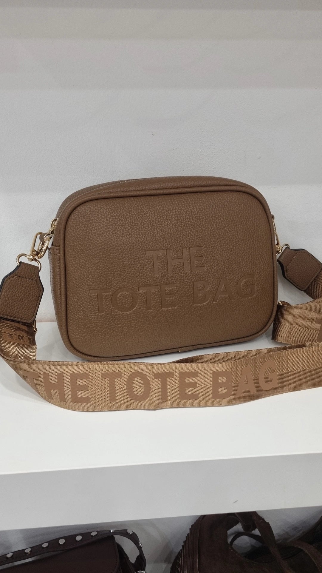 Tote camera bag in beige