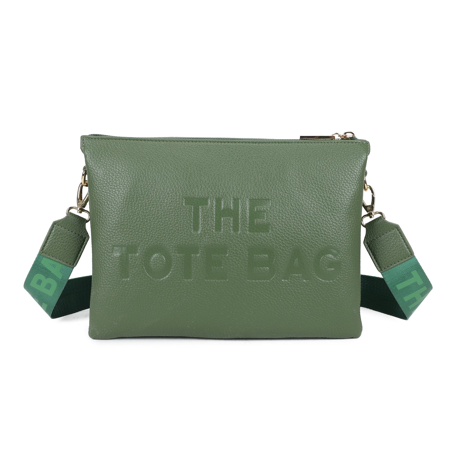 Tote triple compartment envelope crossbody bag in khaki green