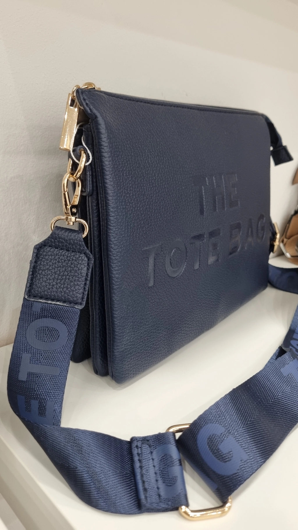 Tote triple compartment envelope  crossbody bag in navy