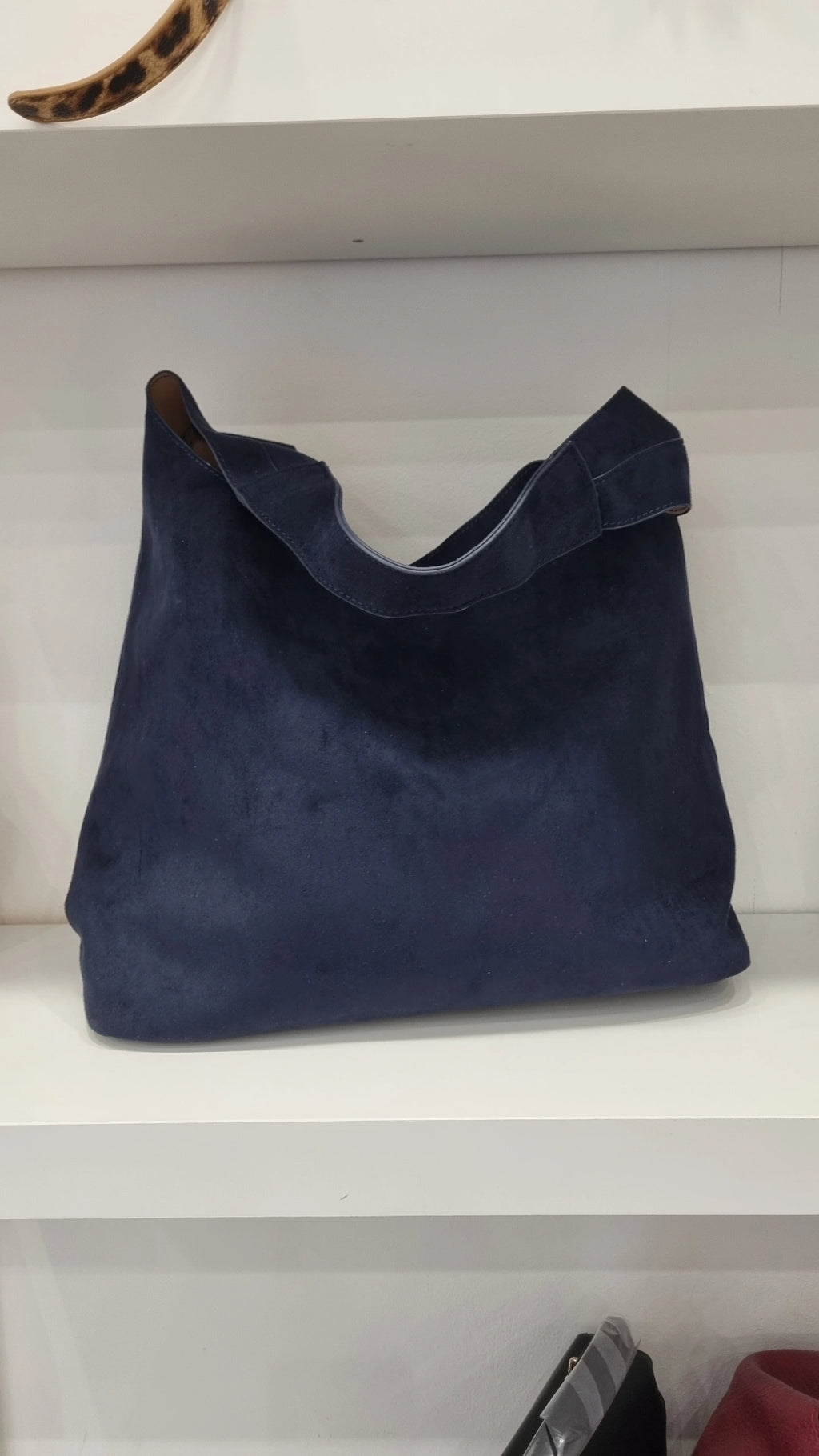 Hobo bag in a bag faux suede in navy