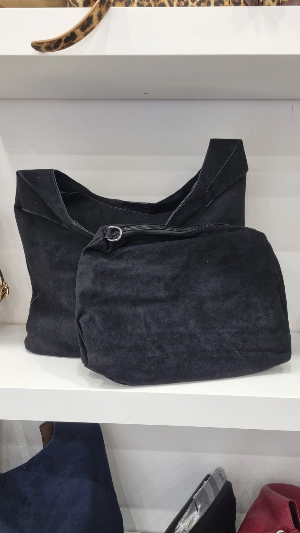 Hobo faux suede bag in a bag in black