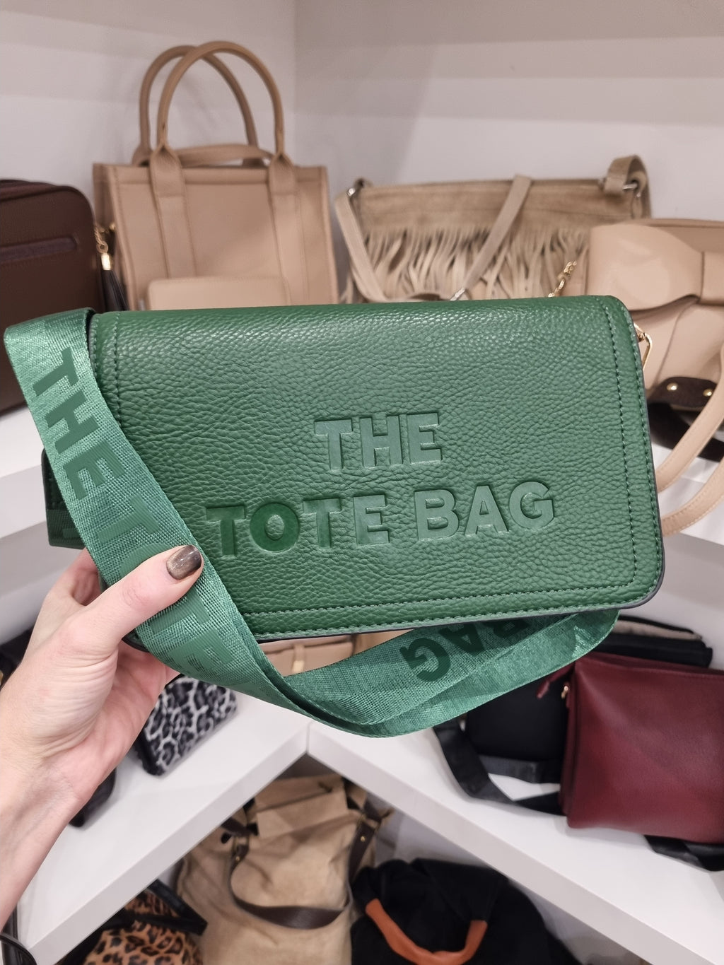 Tote crossbody bag in dark greek