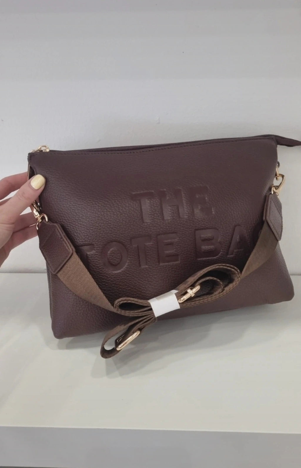 Tote triple compartment crossbody bag in chocolate brown