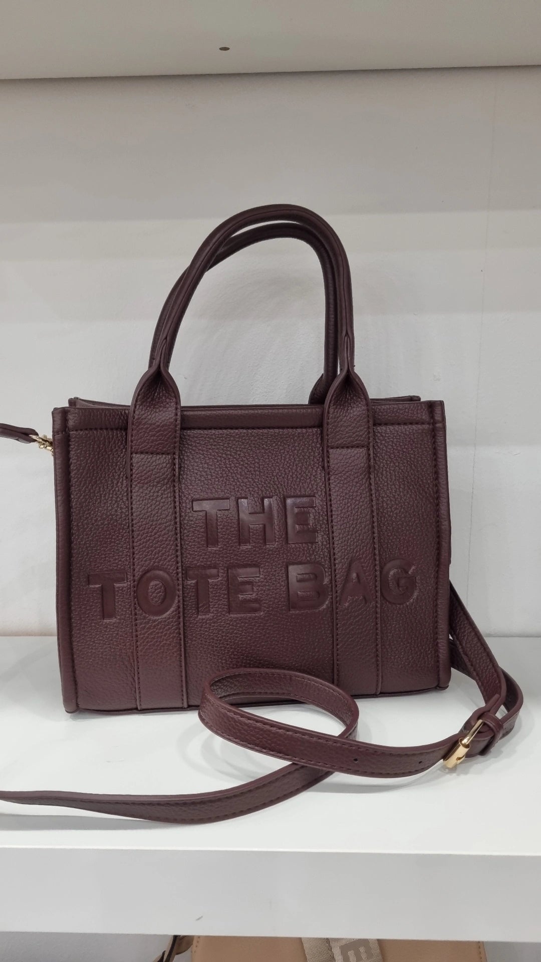 Tote crossbody bag in chocolate brown