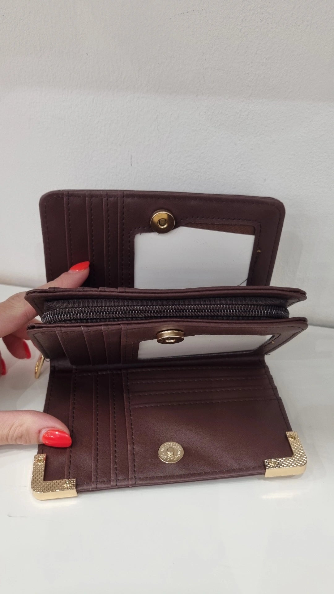 Tote gold trim purse in chocolate brown