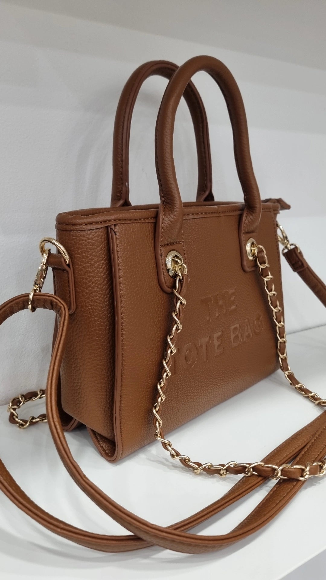 Brand new tote chain crosbsody bag in tan