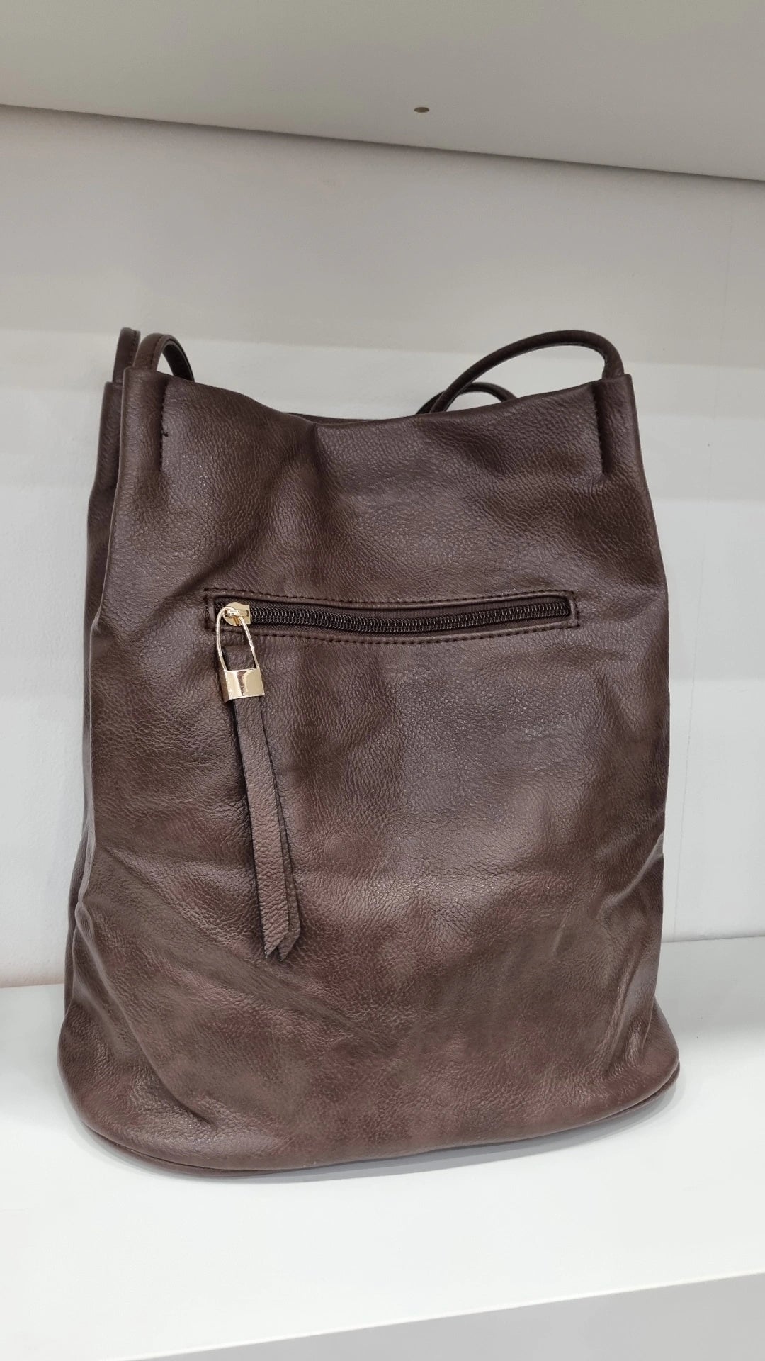 Bucket Hobo shoulder bag in chocolate brown