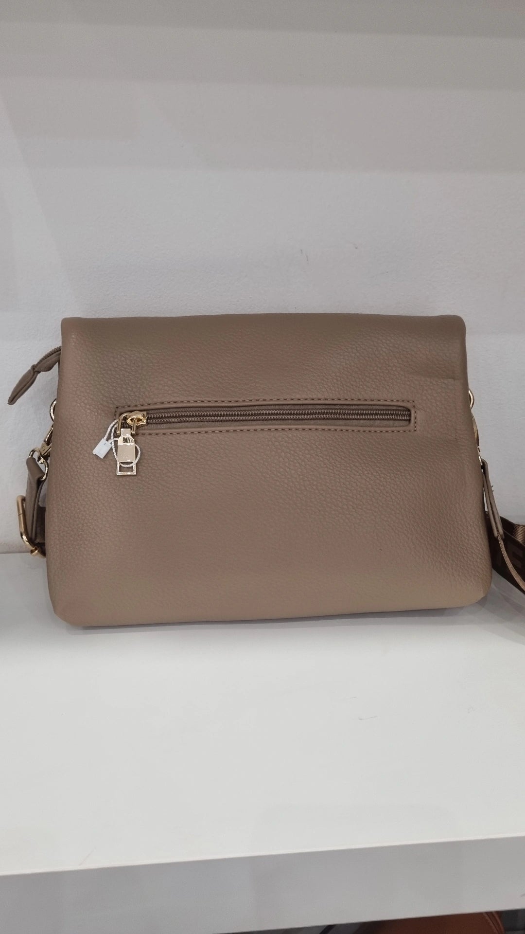 Tote folded crossbody bag in beige