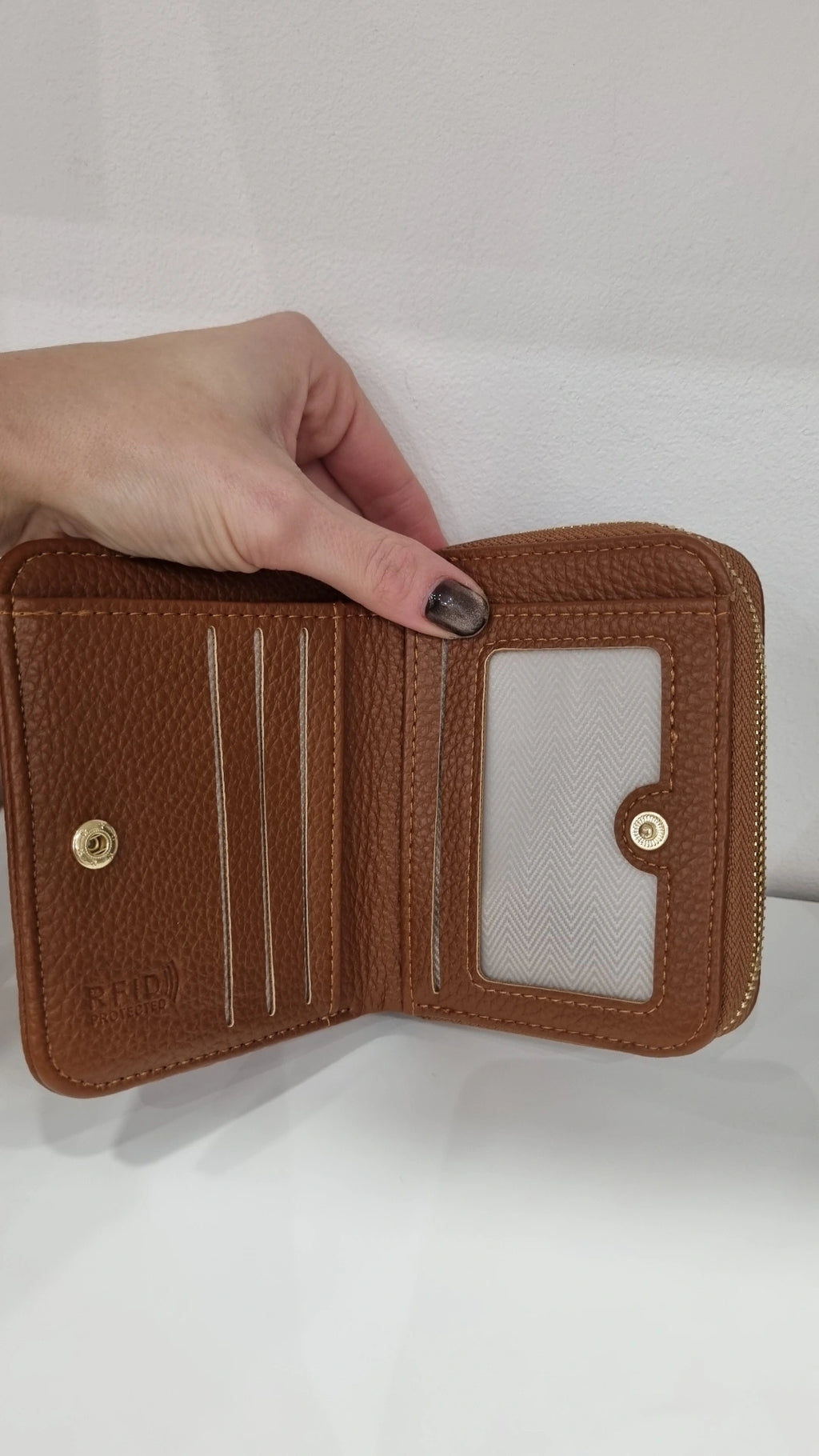 Tote small rfid secure purse in tan