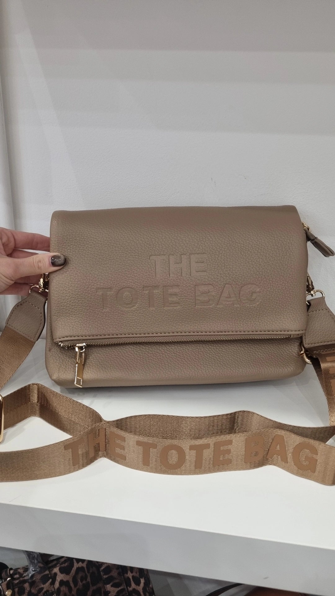 Tote folded crossbody bag in beige