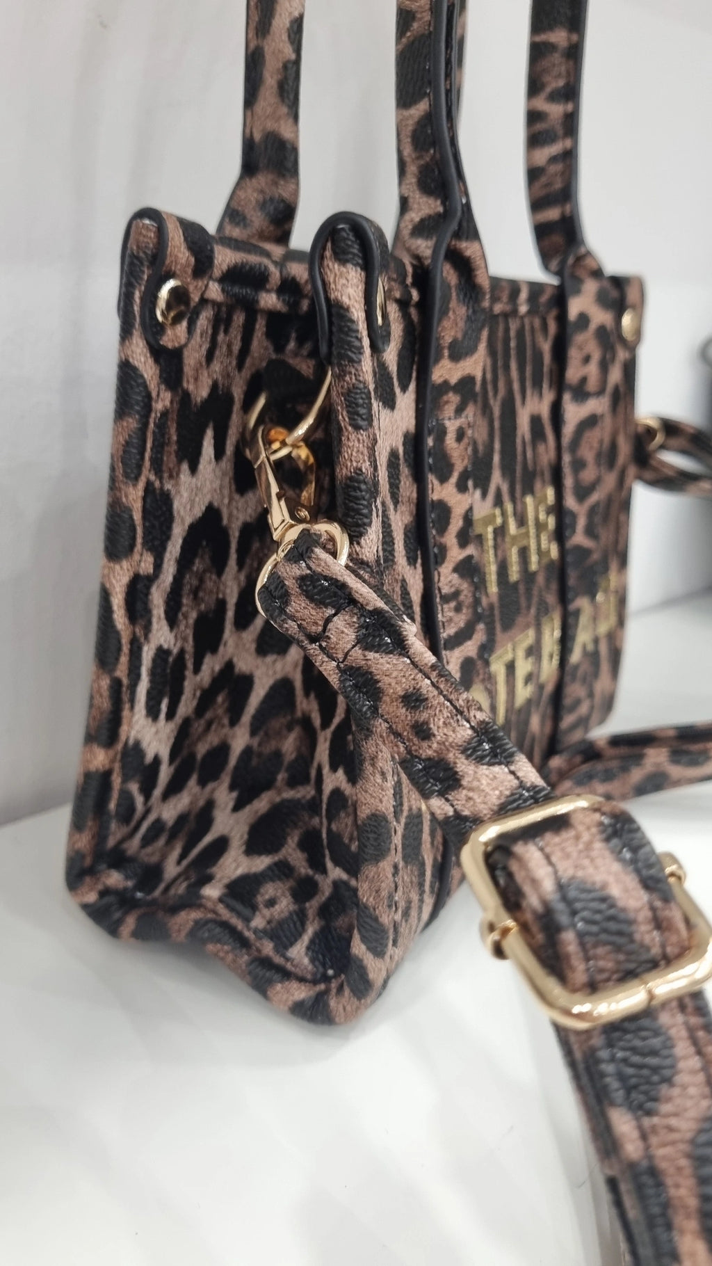 Tote mini leopard print crossbody bag