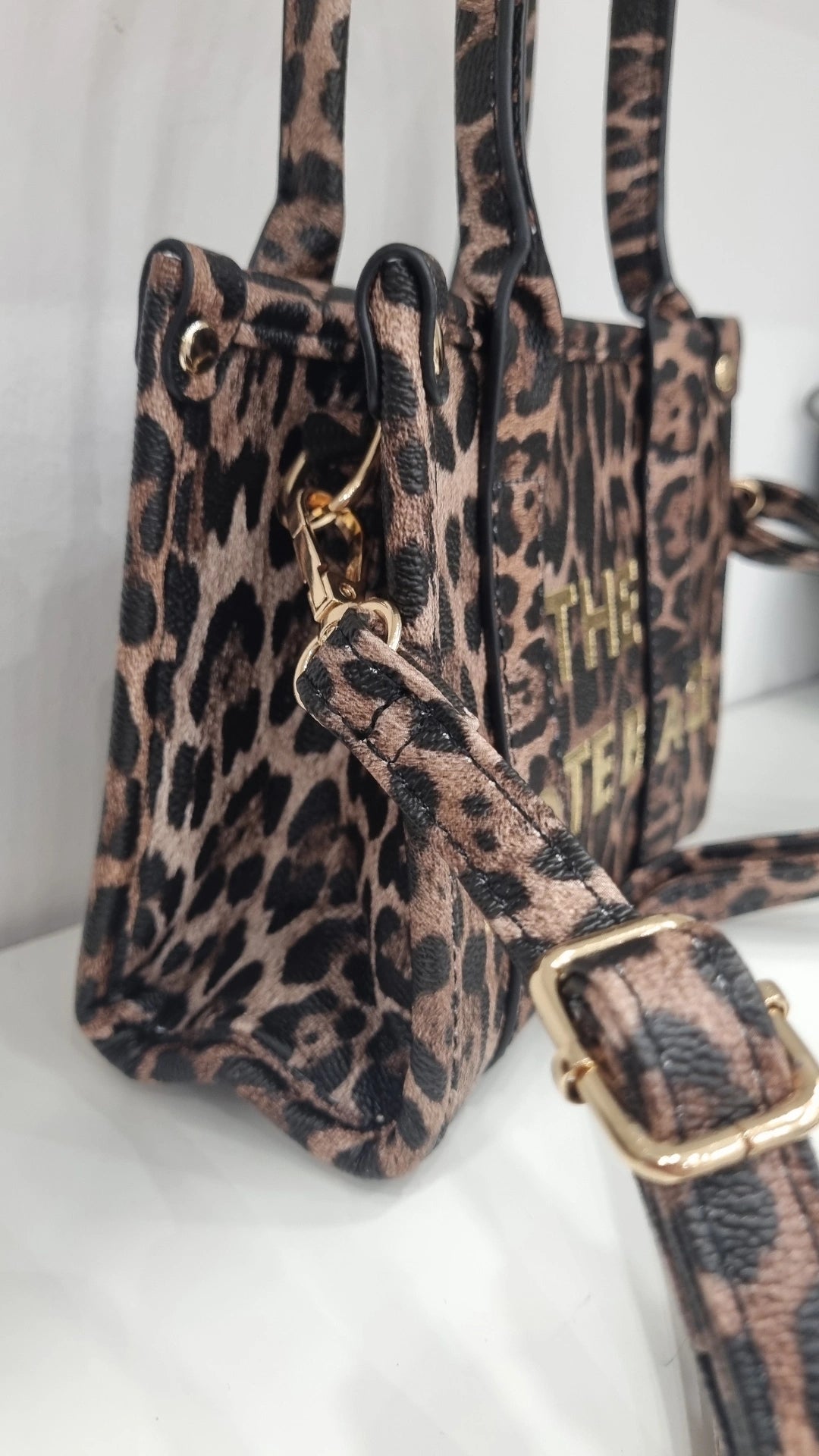 Tote mini leopard print crossbody bag