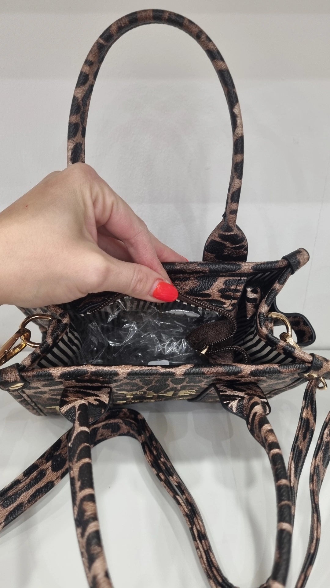 Tote mini leopard print crossbody bag