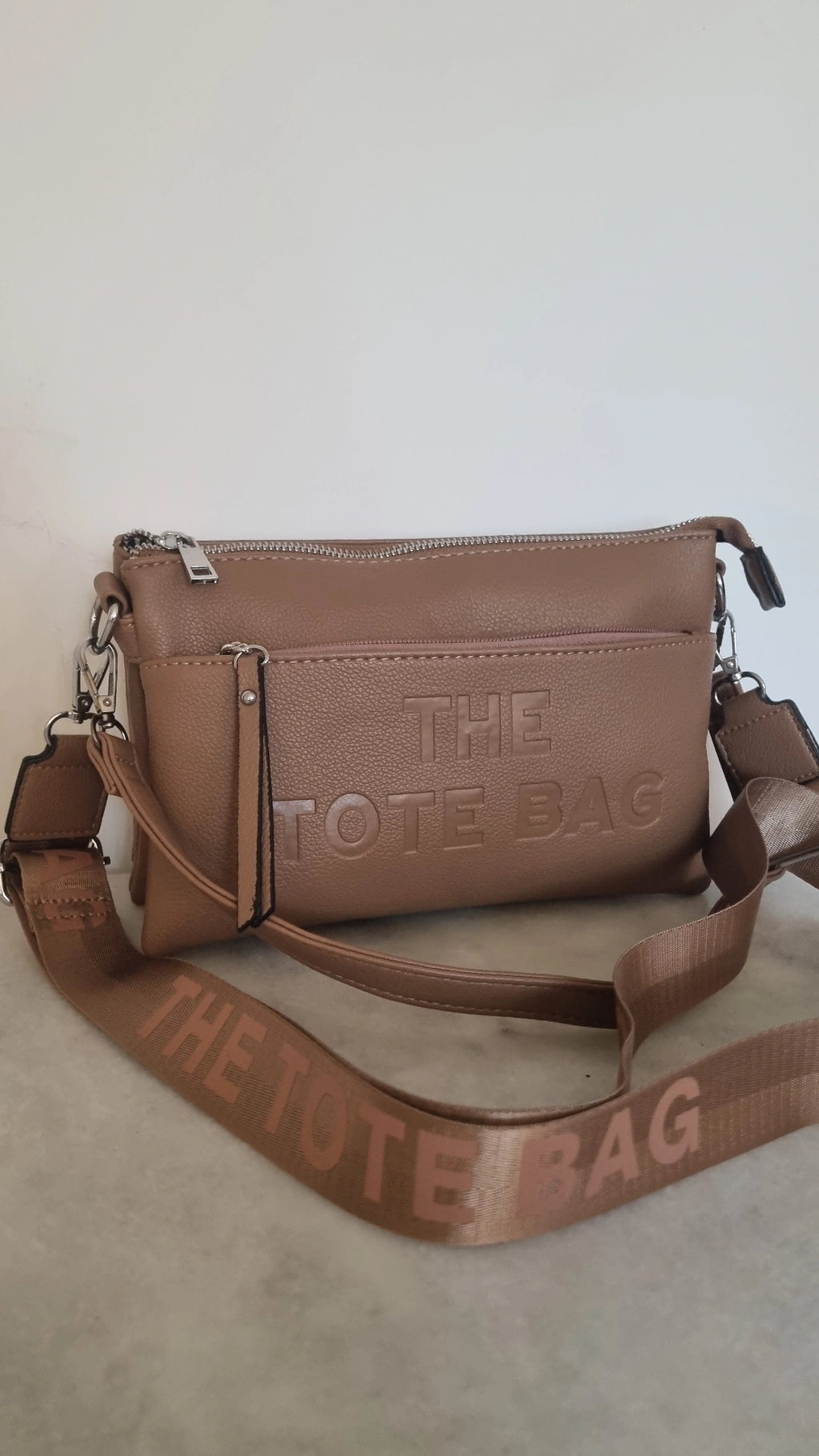 Tote 5 compartment crossbody bag in beige