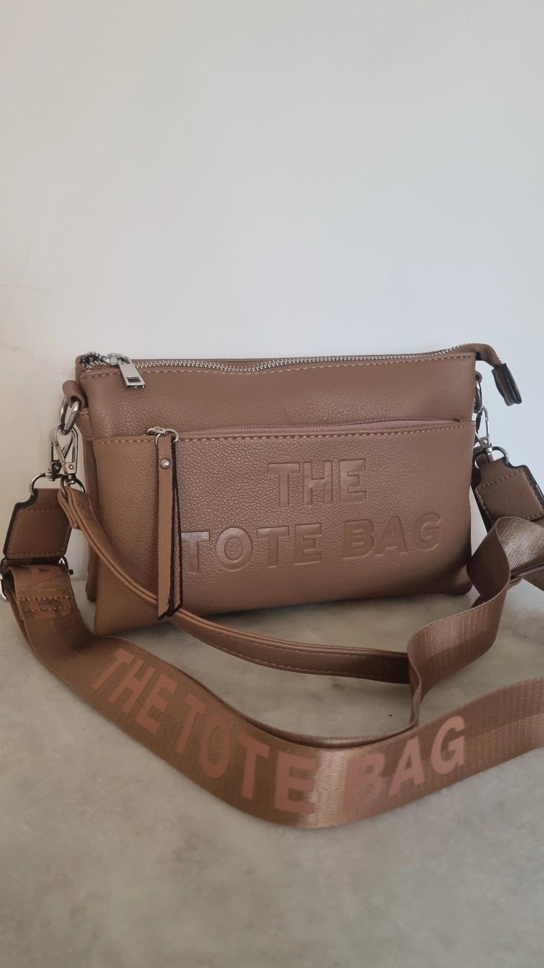 Tote 5 compartment crossbody bag in beige