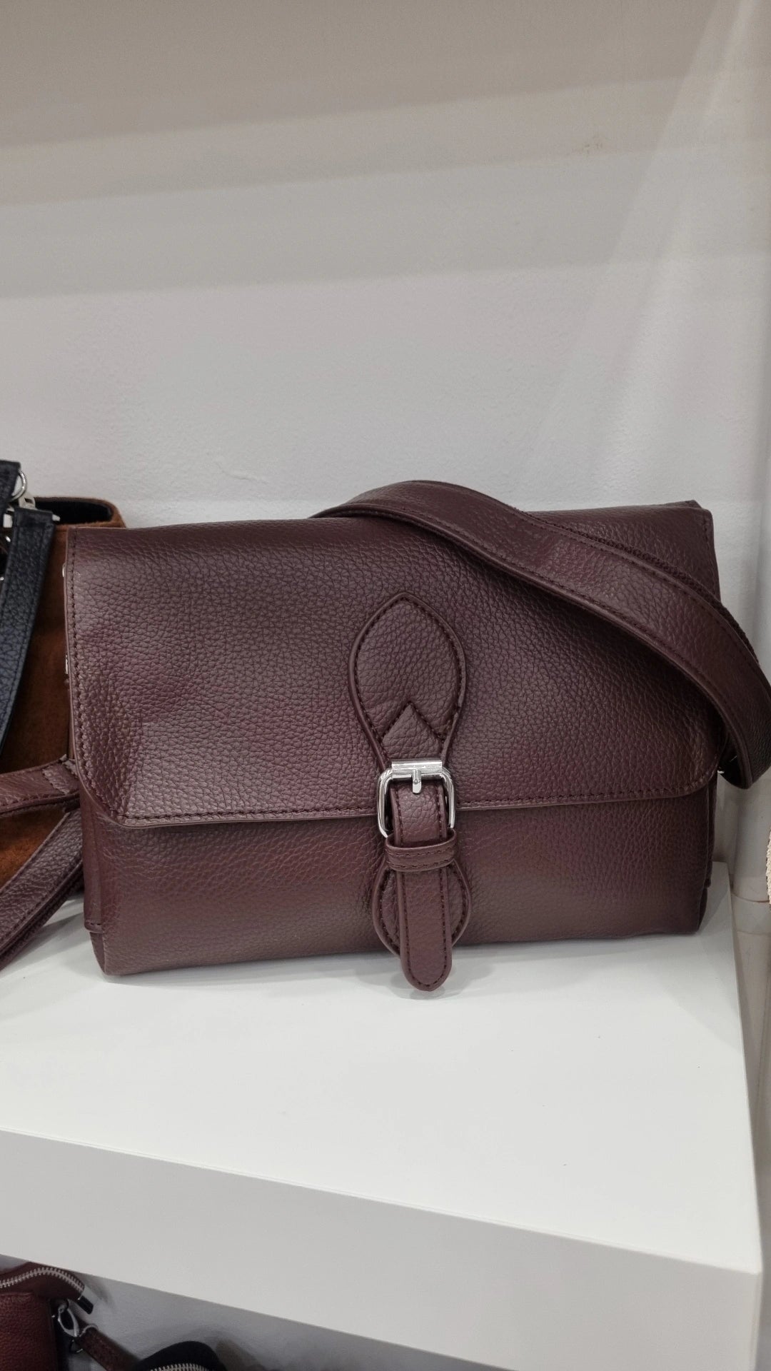 Satchel crossbody bag in chocolate brown