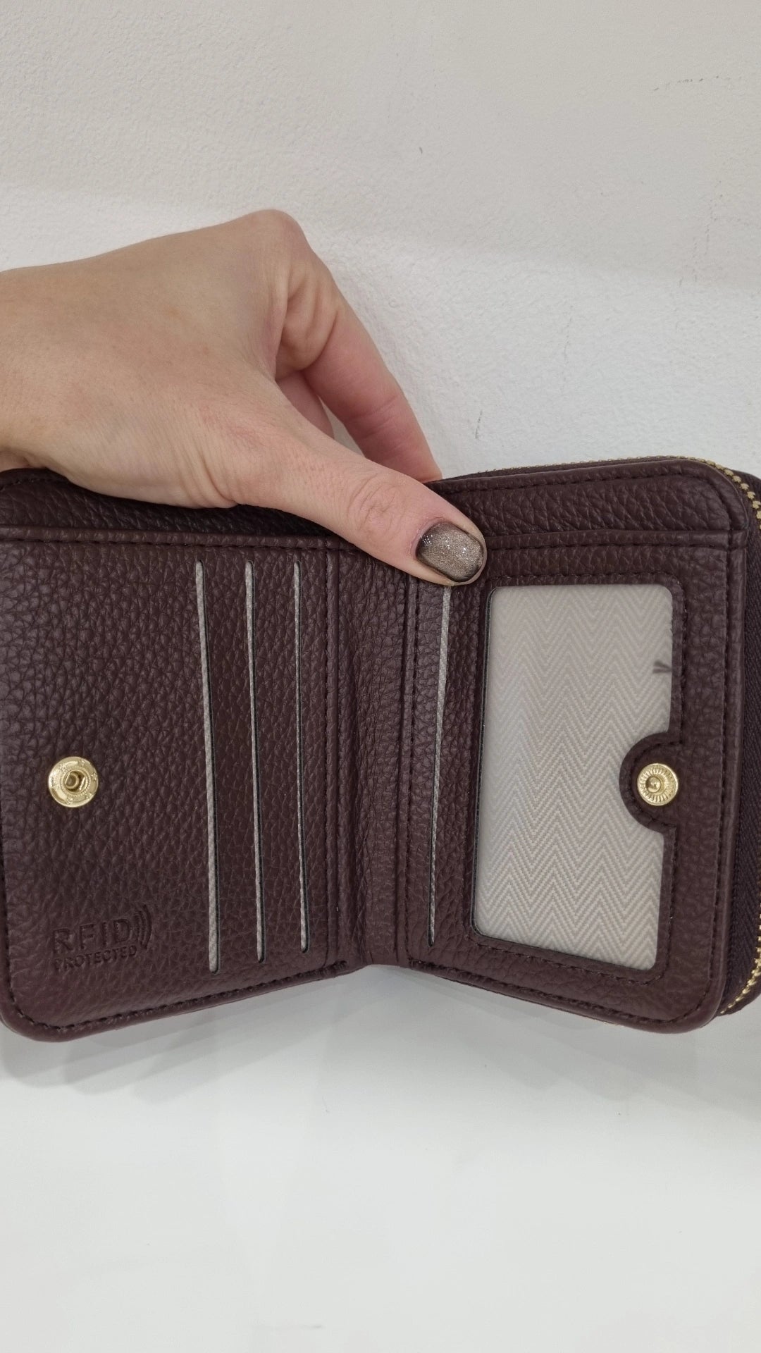 Tote small rfid secure purse in chocolate brown