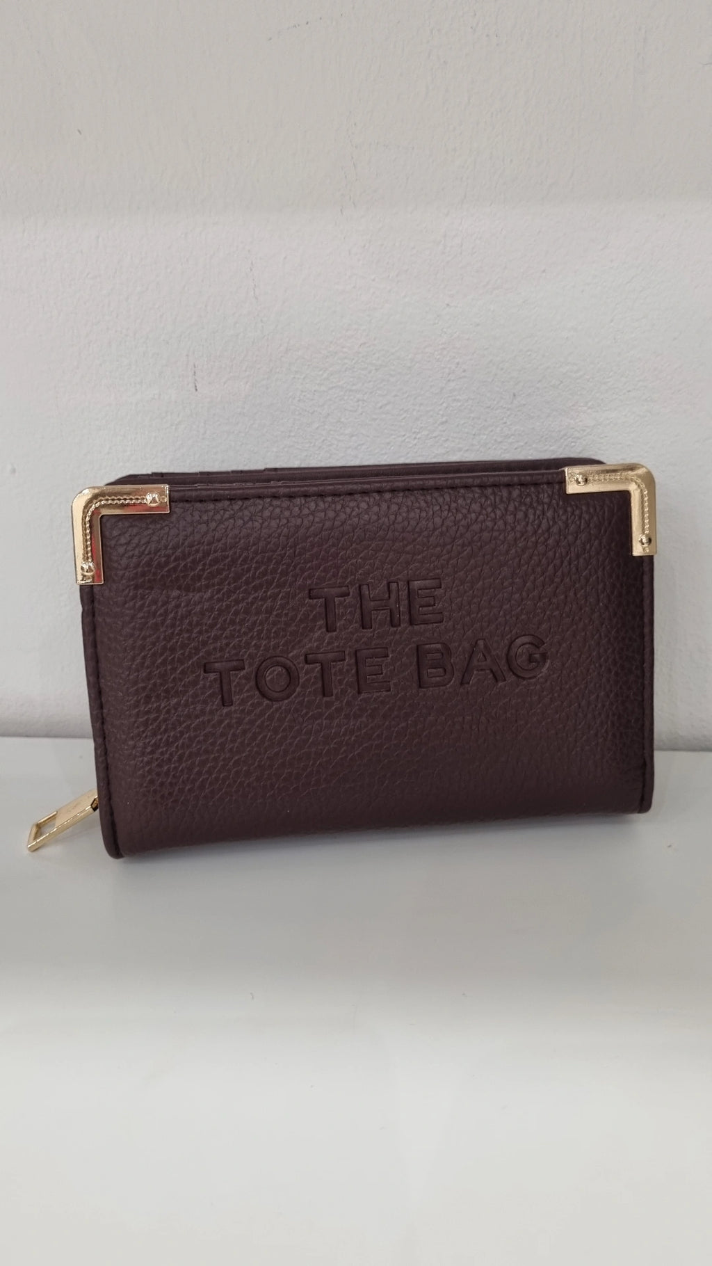 Tote gold trim purse in chocolate brown