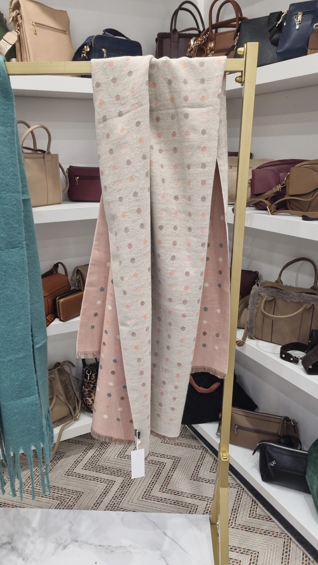 Polka dot reversible cotton scarf