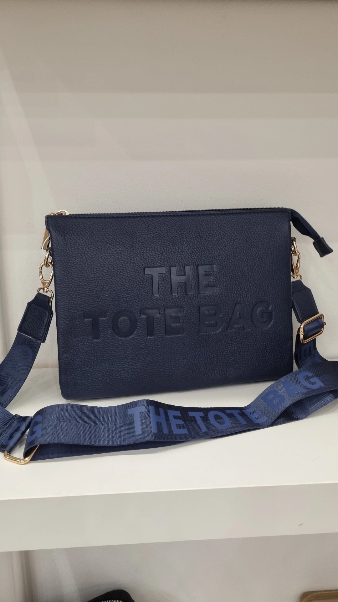 Tote triple compartment envelope  crossbody bag in navy