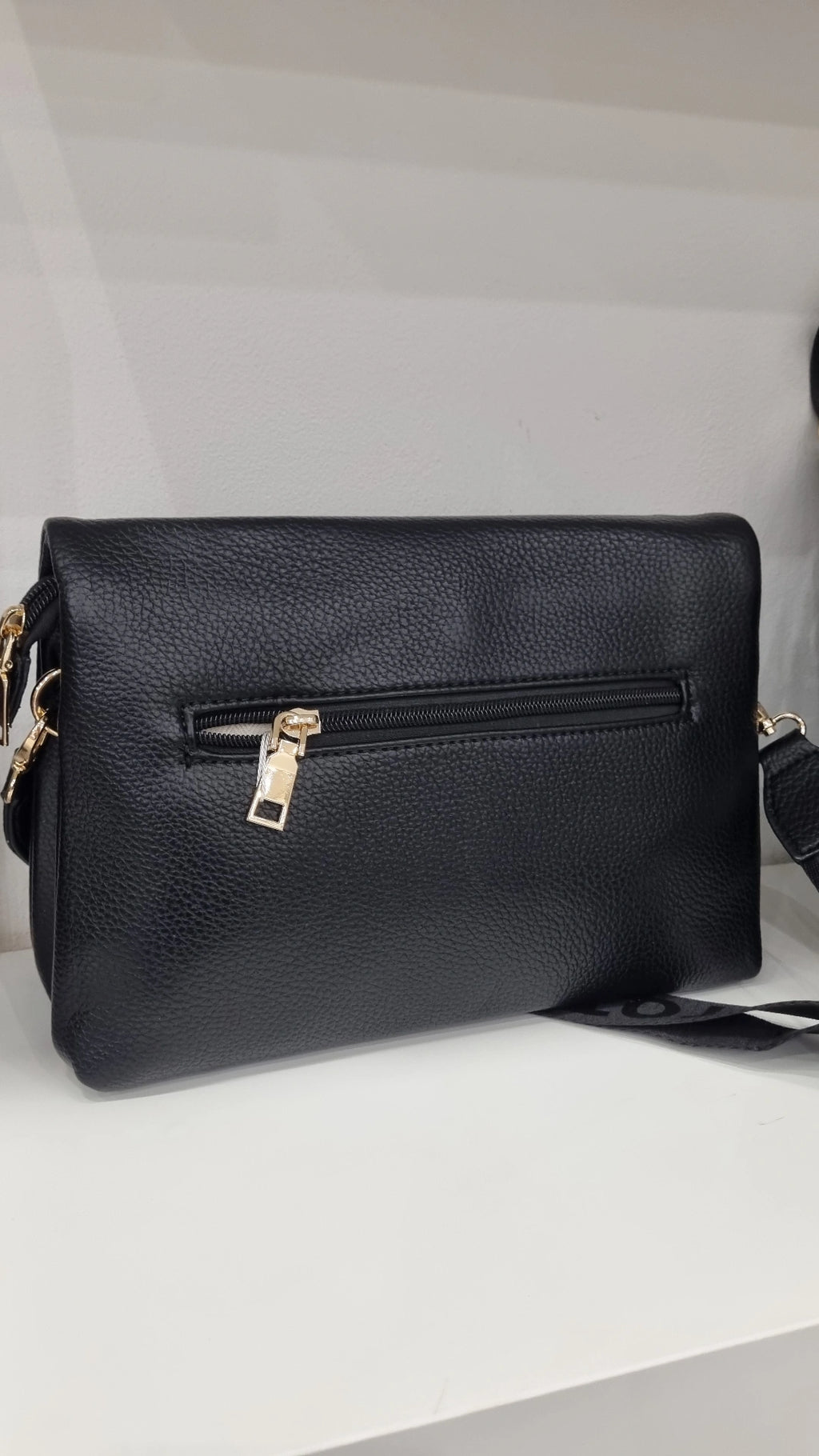 Tote folded crossbody bag in black